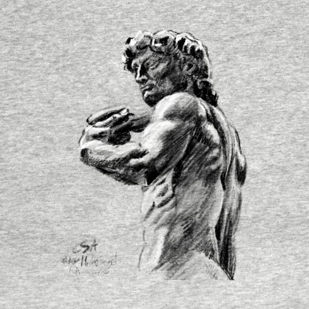 David Michelangelo sketch Florence (on grey background) by MasterpieceArt